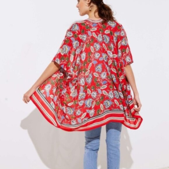 LOFT Border Floral Kimono Size M/L New - Picture 7 of 7